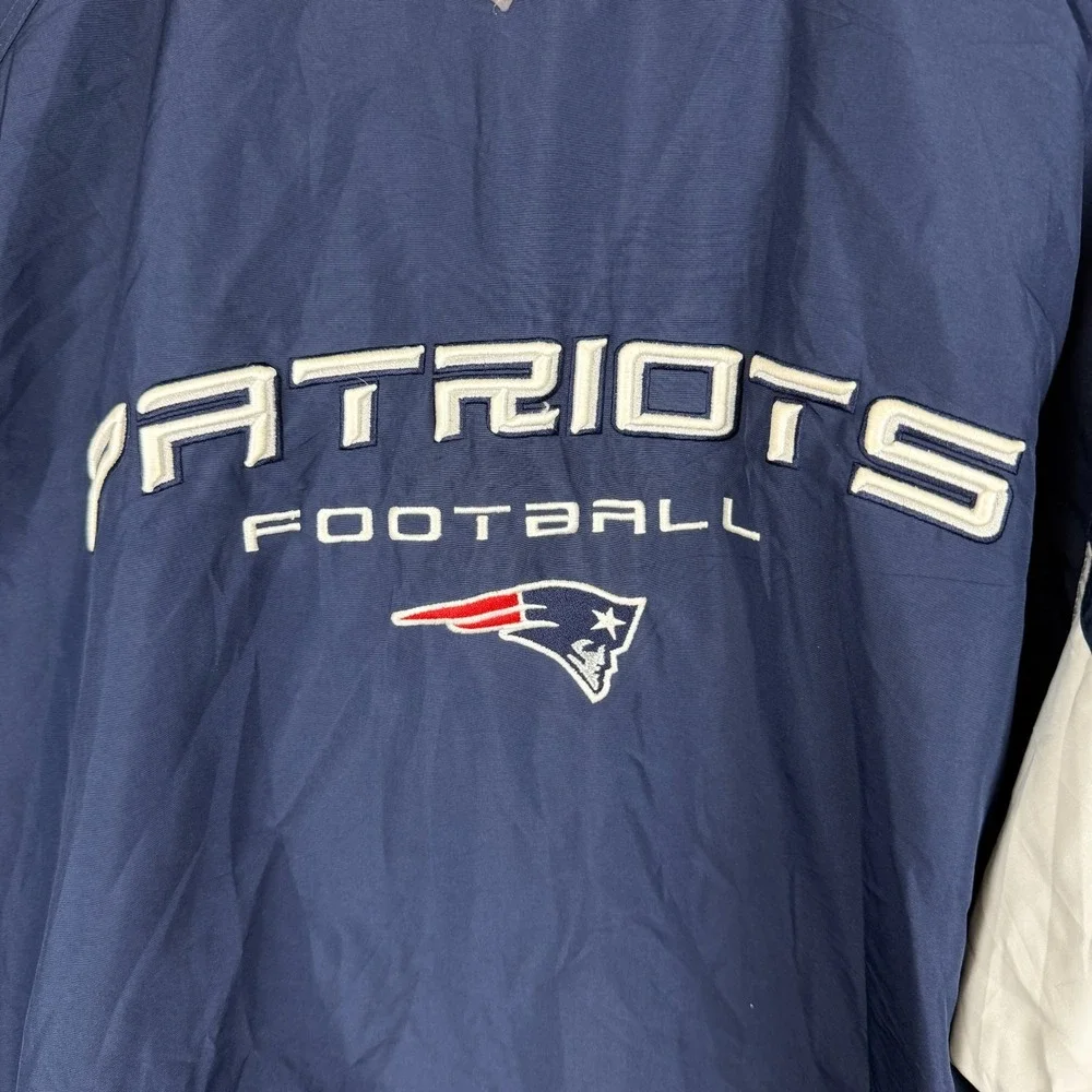 Reebok NFL On Field New England Patriots Jacket Full Zip Windbreaker M Blue Grey